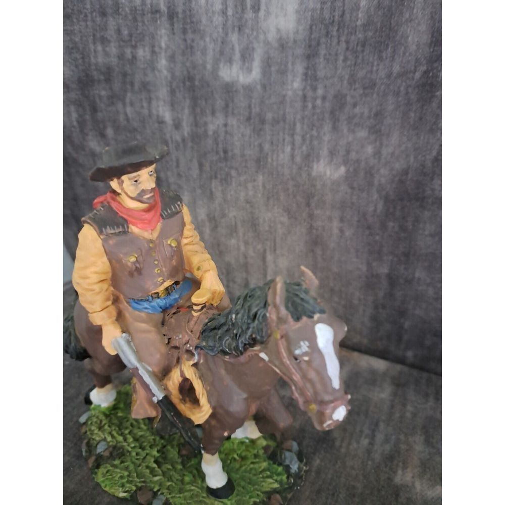 Western Desert Cowboy On Saddleback Riding Brown Stallion Horse Figurine - Picture 5 of 9